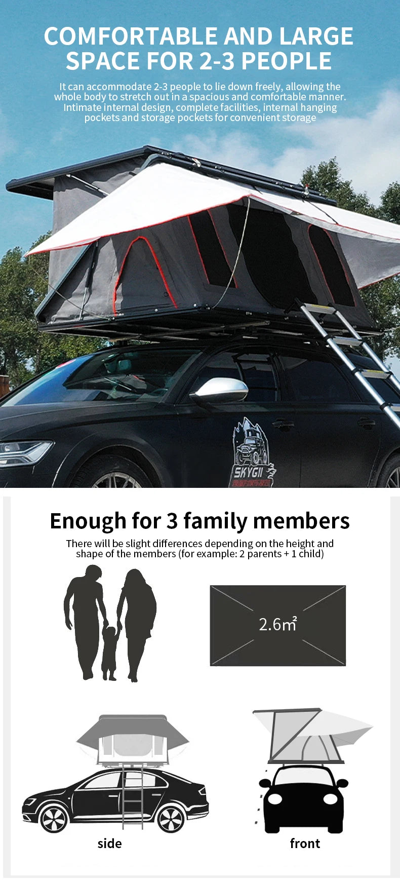Z Shaped Camping Roof Tent Aluminum Hard Shell Rooftop Tent Outdoor Car Rooftop Tents Offroad Outdoor Camping
