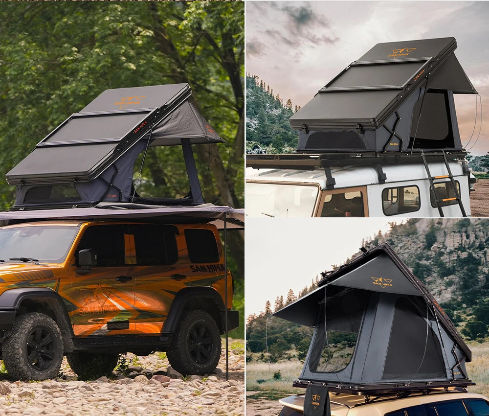SAN HIMA Quick Set Up Waterproof Car Camping Hardshell Rooftop Tent 2 Person Hard Shell Roof Top Tent for 4WD 4x4 Off-road