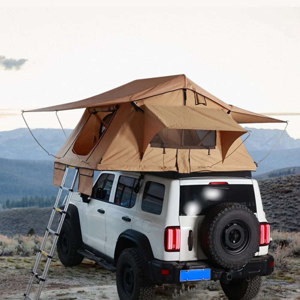 New Upgrade Automatic Rooftop Tent Durable 4-Sided Window With Sturdy Aluminium Roof Top Pop-Up Triangle Hard Shell For Camping