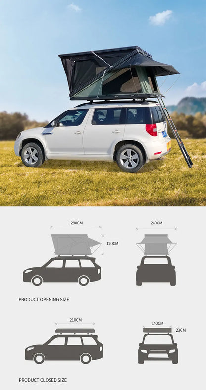 China New Fashion Design Tent Rooftop 4WD New Style Aluminum Z-shape hard shell roof top tent For 4x4 Offroad Camping