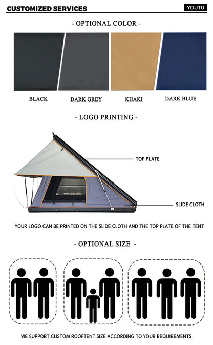 Factory Price Ultra-Thin Light Weight Rooftop Tent Aluminum Camping Car Roof Tent Hard Shell Roof Top Tent For Car