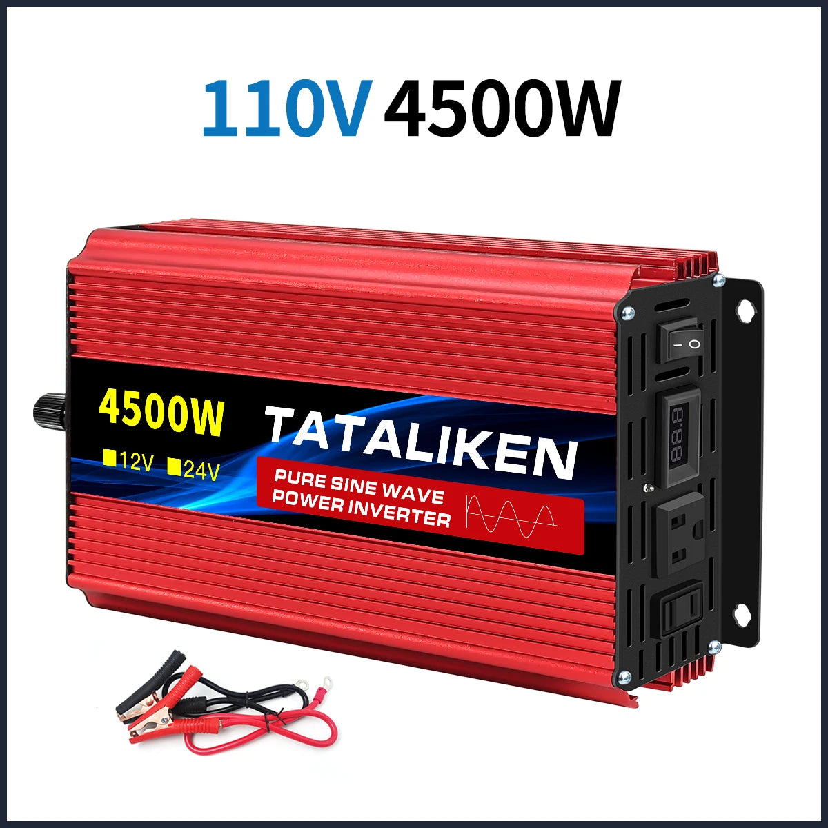 1600w-4500W 12V/24V to AC 110V 60Hz Pure Sine Wave Inverter Car Power Tranfermer  Voltage Portable  Converter with LED Display