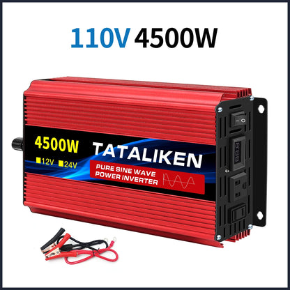1600w-4500W 12V/24V to AC 110V 60Hz Pure Sine Wave Inverter Car Power Tranfermer  Voltage Portable  Converter with LED Display