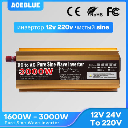 Inverter 12v 220v Pure Sine Wave 1600W-3000W Transformer Convert Multi-function Socket Converter Car inverter