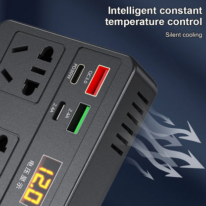 220W Power Inverter Car Mounted Solar Inverter USB Voltage Transformer Portable DC 12V To AC 220V Conversion USB Battery Clip