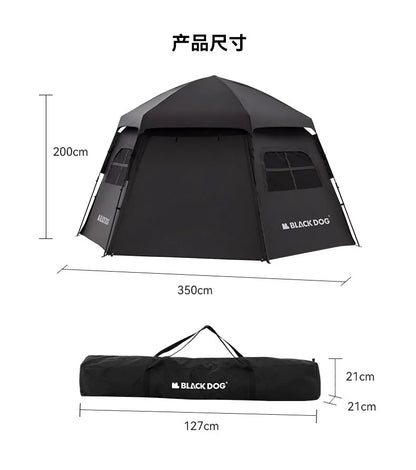 Naturehike-Blackdog Outdoor Hexagonal Fully Automatic Quick Opening Camping Tent Portable Folding Black Glue Sunscreen Tent