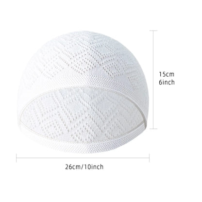 Islamic Clothing Mesh Muslim Hat for Prayer Jewish Winter for Men Hui Worship Kufi Knitted Cap Solid Color Saudi Arabic