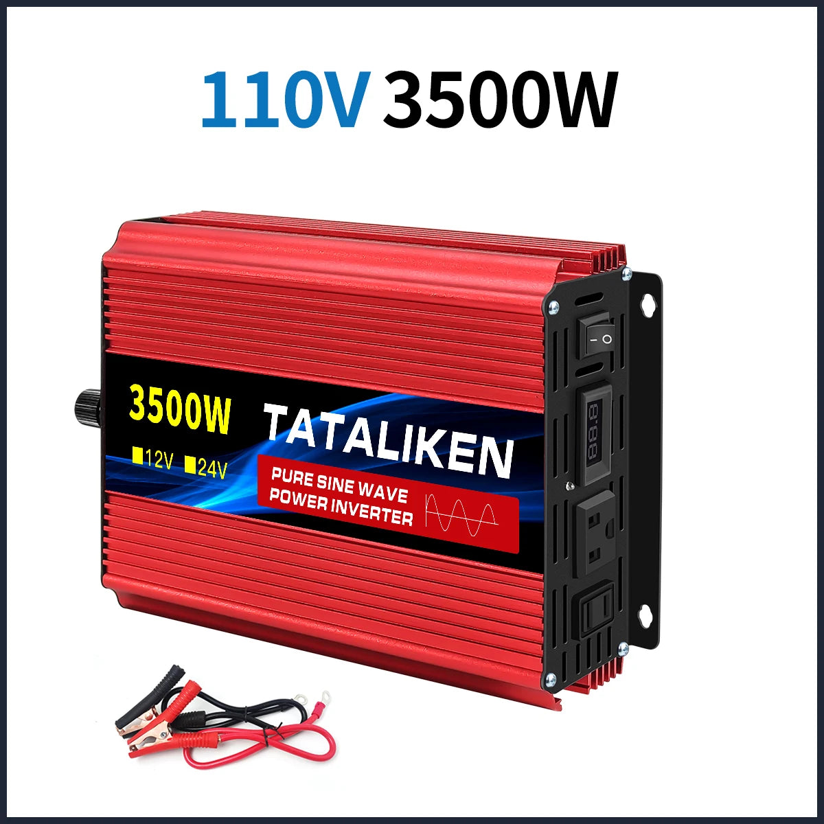 1600w-4500W 12V/24V to AC 110V 60Hz Pure Sine Wave Inverter Car Power Tranfermer  Voltage Portable  Converter with LED Display