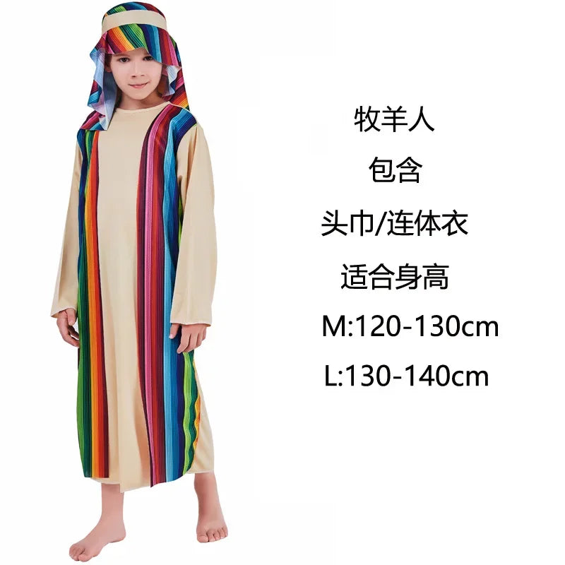 Kids Arab Arabian Costume Middle East Costume Robe Boy Child Prince Clothes Halloween Carnival Cosplay Children Muslim Costumes