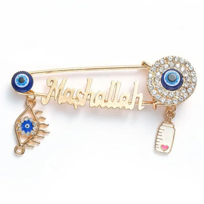 Exquisite Shiny Zircon Islamic Muslim Allah Brooch Arabian Religious Evil Eye Brooch Men Women Popular Clothing Matching Gifts