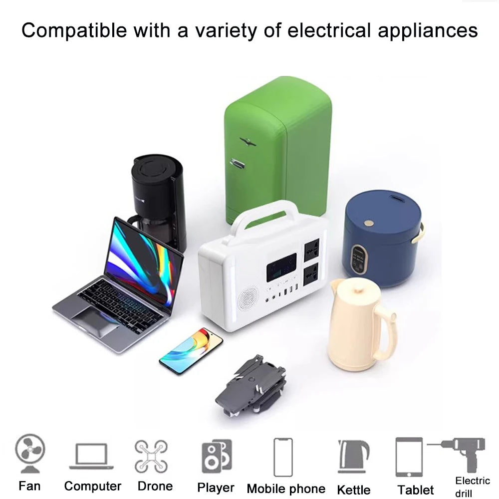 Portable Power Station 300W Solar Generator 110V 220V Outdoor Emergency Energy Charging Station Pure Sine Wave for Camping Home