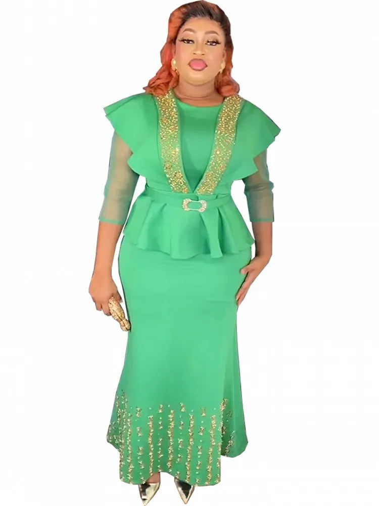 2 Piece Skirt Sets Abaya Muslim Dubai Turkey Islam Kaftans Long Hijab Dress Jalabiya Women Robe Musulman Caftan Marocain Longos
