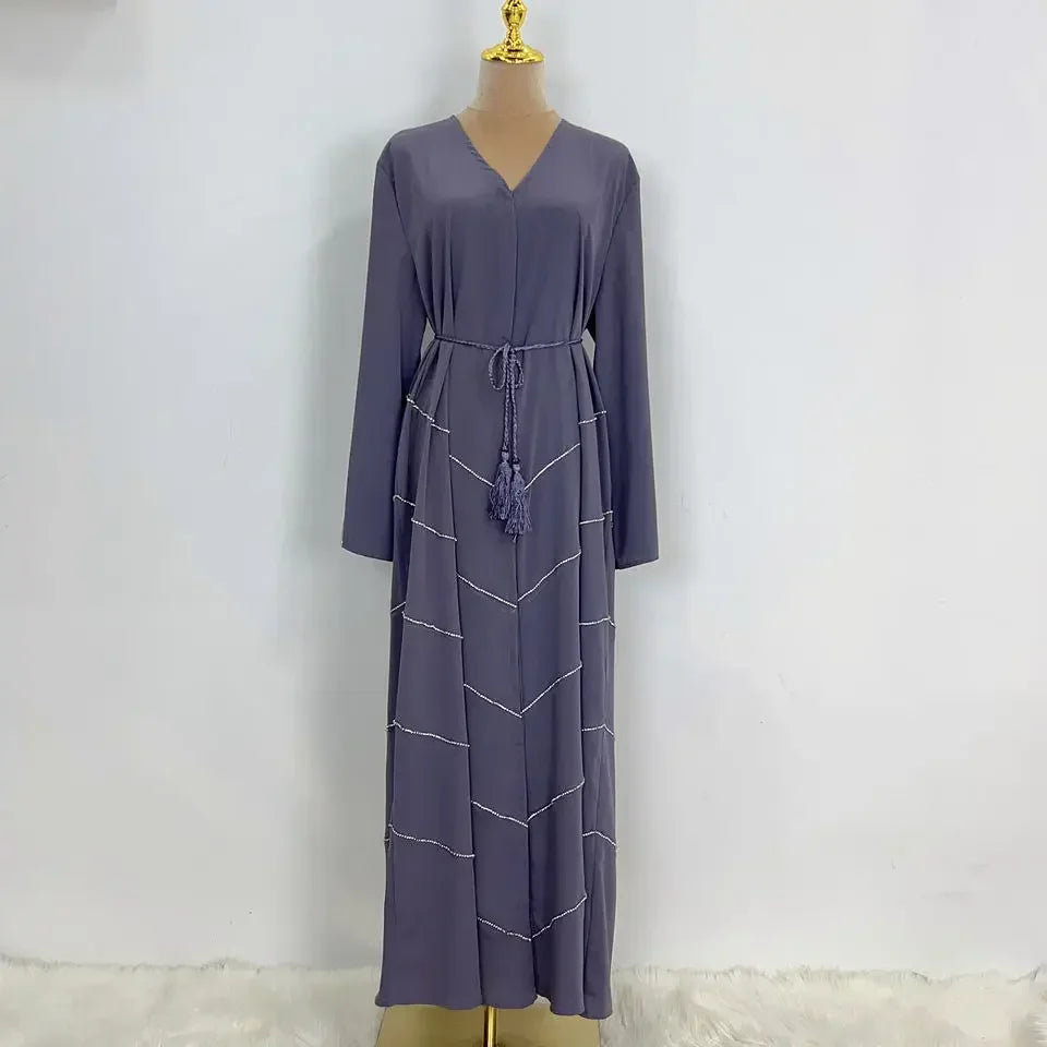 Hand made diamond beading Ramadan Eid Muslim dress long abayas robe fancy maxi French stylish modest Islamic wy1368 G1665