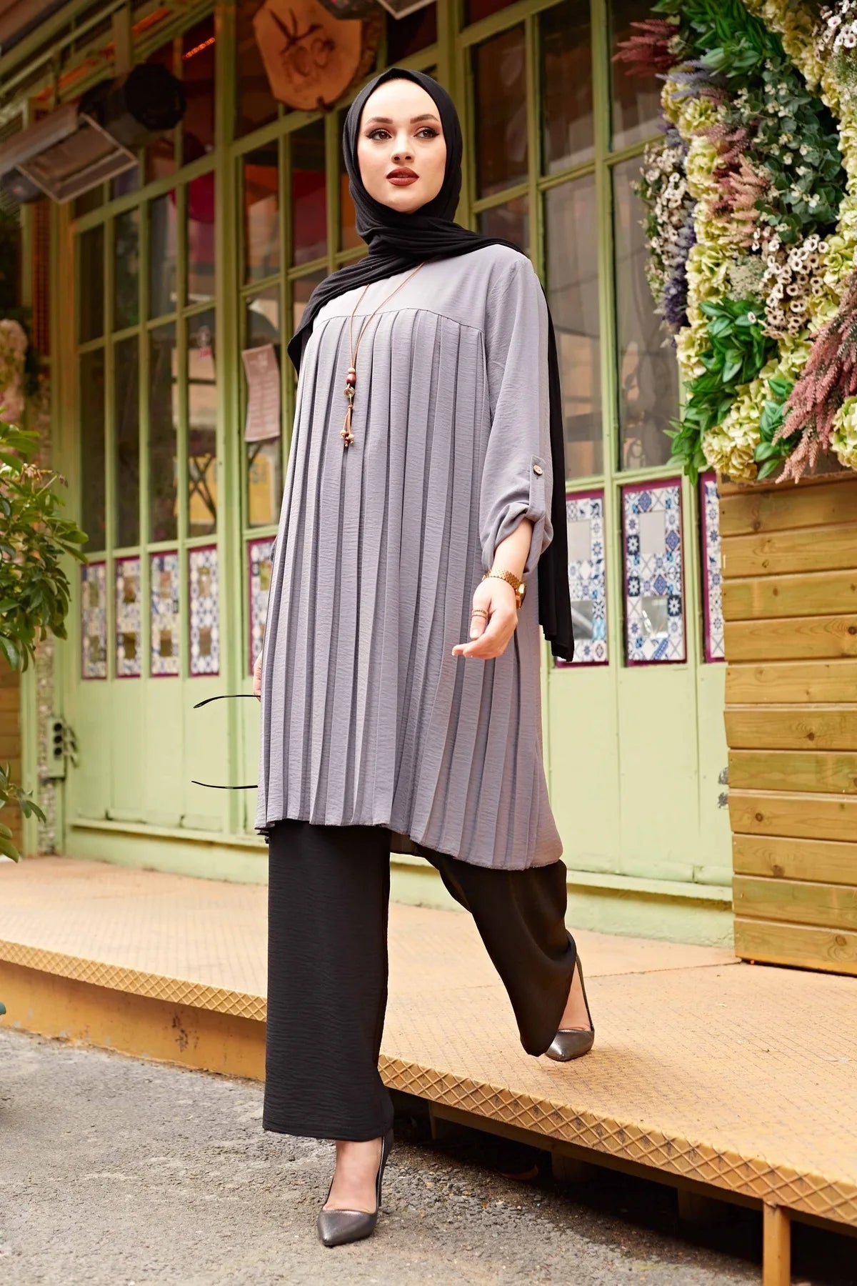 Pleated Girl's Blouse Shirt Adjustable Sleeve Women Top Islamism Blouses for Muslim Women Many Colors Muslim Fashion Women