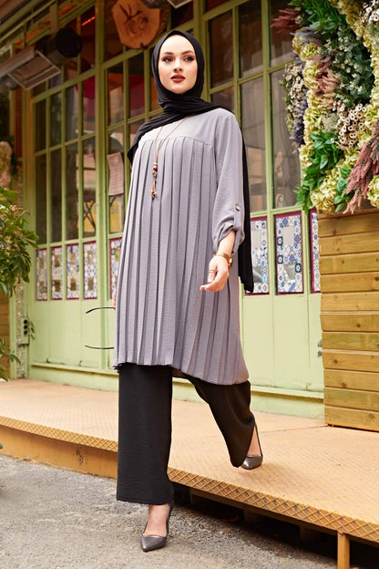 Pleated Girl's Blouse Shirt Adjustable Sleeve Women Top Islamism Blouses for Muslim Women Many Colors Muslim Fashion Women