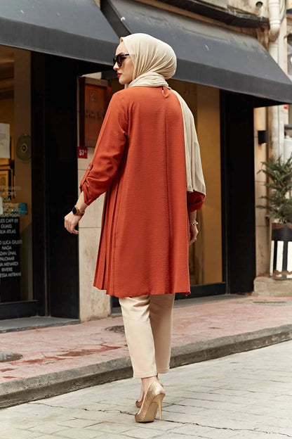 Pleated Girl's Blouse Shirt Adjustable Sleeve Women Top Islamism Blouses for Muslim Women Many Colors Muslim Fashion Women