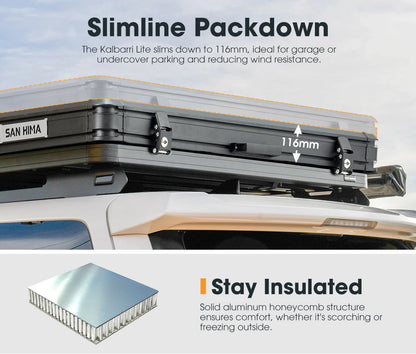 For SAN HIMA Waterproof Slimline Aluminum Pop-Up Roof Tent Car Rooftop Tent Hardshell In-built Led Light Bar For 4x4 4WD Camping