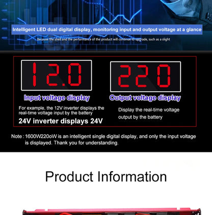 3000W Pure Sine Wave Inverter 12v 24v~ 220V 110V 2000W 1000W Converter Power Supply DC AC VoltageAdapter Module Transmission