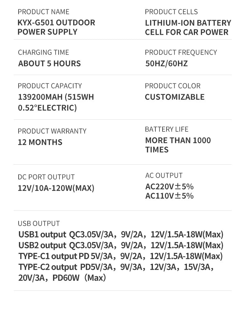 Portable Power Station 139200mAh 500W original Power Bank Charger 110V/220V lithium battery Outdoor camping portable charger