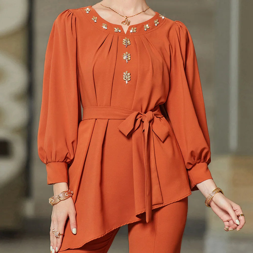 Abaya Muslim Maxi Long Sleeve Dress With Cap Women Diamond Arab Dubai Islamic Clothing Autumn New Loose Casual Turkey Robe
