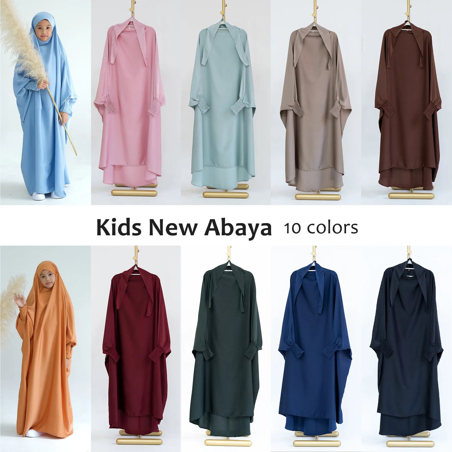 Ramadan Muslim Dress Girls Kids Prayer Garment Hijab Dress  Child Hooded Abaya Full Cover Niqab Islam Dubai Eid Robe 2023 jilbab