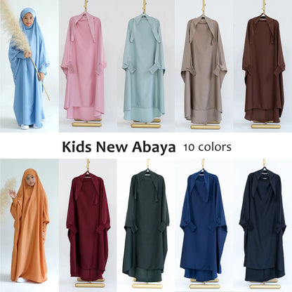 Ramadan Muslim Dress Girls Kids Prayer Garment Hijab Dress  Child Hooded Abaya Full Cover Niqab Islam Dubai Eid Robe 2023 jilbab