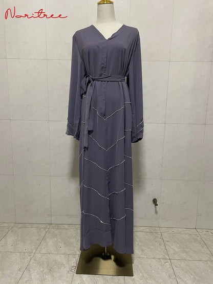 Hand made diamond beading Ramadan Eid Muslim dress long abayas robe fancy maxi French stylish modest Islamic wy1368 G1665