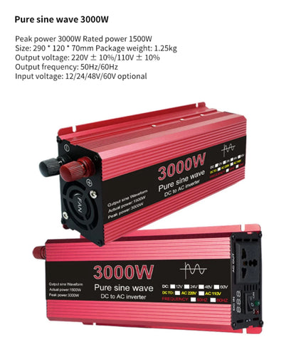 Pure Sine Wave Inverter DC 12V/24V To AC 110V/220V 1000W 1600W 2000W 2200W Portable Power Bank Converter Solar Inverter