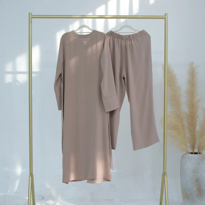 2PCS Muslim Women Button Long Sleeve Tops Dress Pants Set Dubai Abaya Turkey Kaftan Arabic Outfits Eid Ramadan Islam Clothing