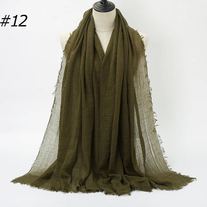Hot Crinkle Cotton Hijab Scarf Women Scarves Bandana Turban Headscarf Muslim Shawl Africa Wrap Headband Islamic Shawls Headband