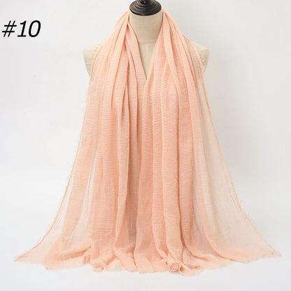 Hot Crinkle Cotton Hijab Scarf Women Scarves Bandana Turban Headscarf Muslim Shawl Africa Wrap Headband Islamic Shawls Headband