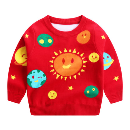 Children's Autumn And Winter New Double-layer Cotton Sweater