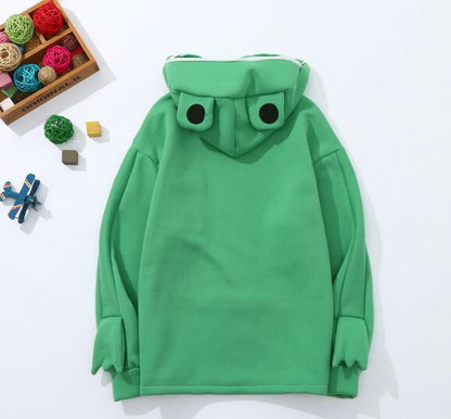 Explosion Style Children's  Solid Color Hooded Frog Sweater