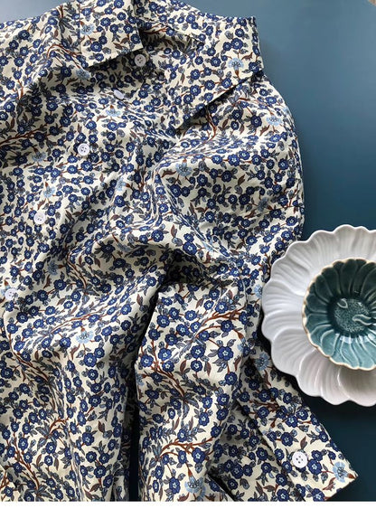 Niche Art Shirt Retro Blue Arabesque