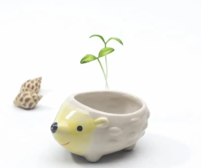 Ceramic Cartoon Hedgehog Pig Elephant With Bottom Hole Succulent Flower Pot