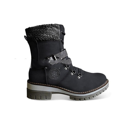 Large Size Mid-to-low Women's Boots With Soles For Autumn And Winter Wool Stitching Martin Boots