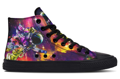 Men's And Women's Fashion Color Printing High-top Canvas Shoes