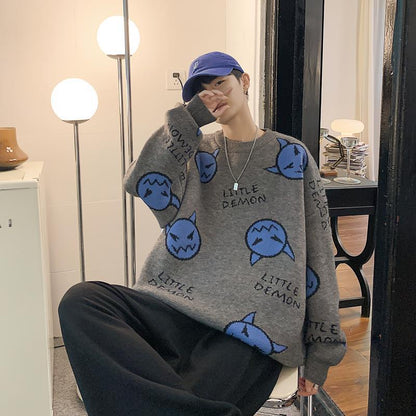 Cartoon Loose Knit Men's And Women's Casual Round Neck Pullover Sweater