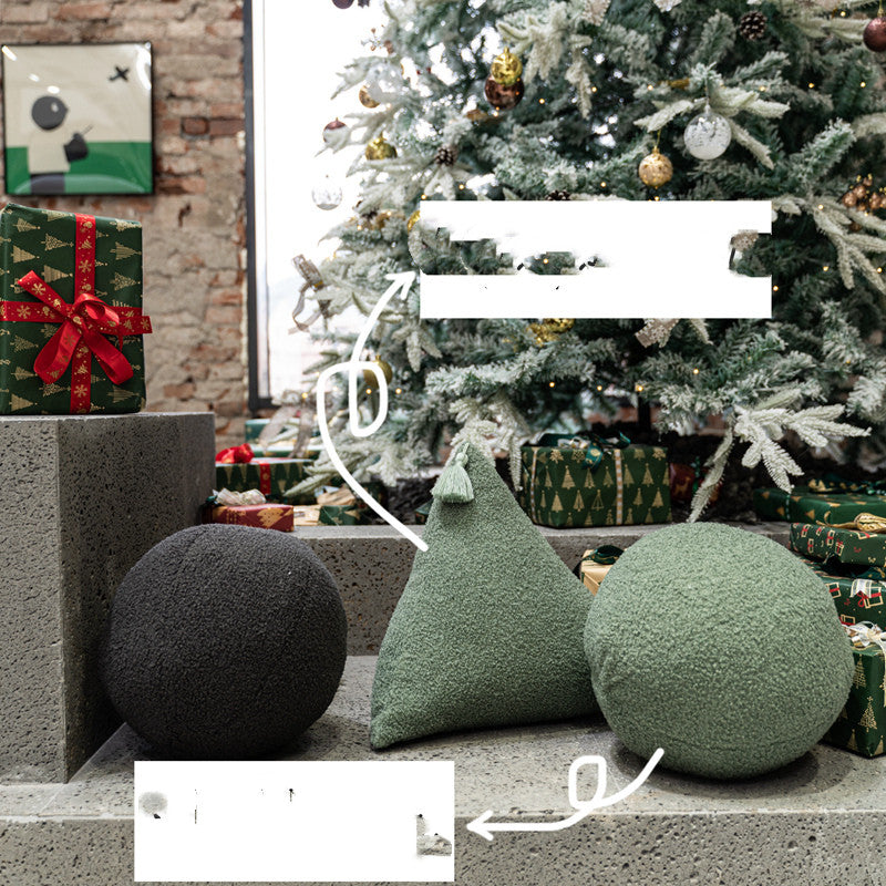 Nordic Style Triangle White Ball Bedside Solid Color Plush Pillow Cushion