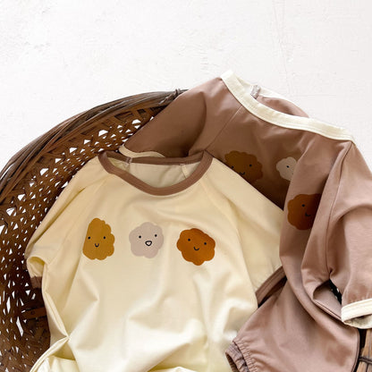 Infant Short Sleeve Romper Cotton Cute Print Round Neck