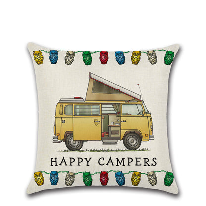 New Cartoon Camper RV Dining Car Series Linen Pillow Case