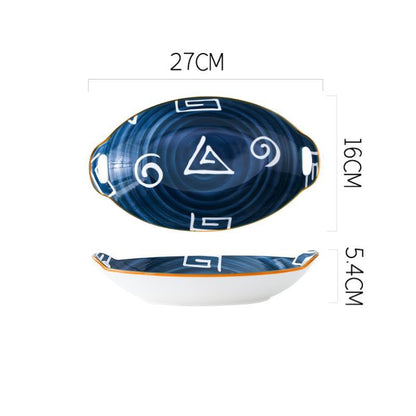 Creative Household Binaural Oval Ceramic Plate