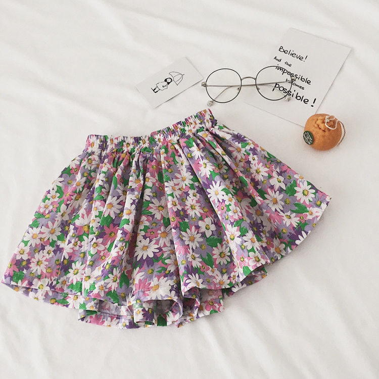 Girls Shorts Cute Western Style Thin Cotton Wide Legs