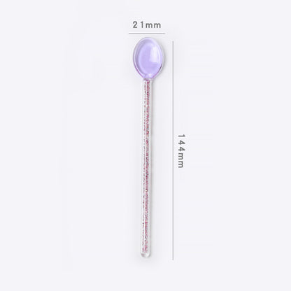 Creative Milk Dessert Spoon Colorful Transparent High Temperature Resistant Glass