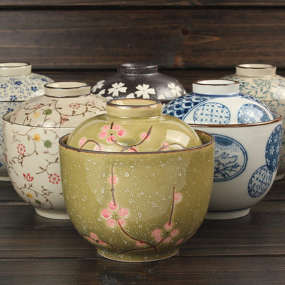 Japanese Ceramic Rice Bowl With Lid Preservation Cup