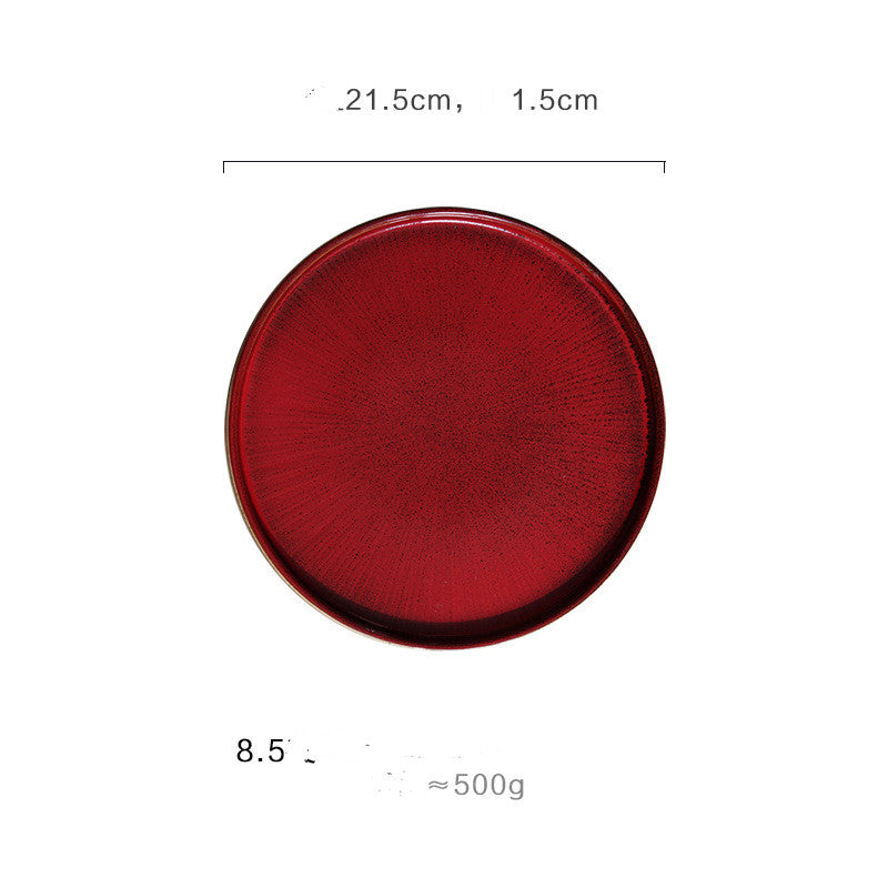 European Style Flat Plate Creative Ceramic Relief Personalized Kiln Glazed Western Tableware