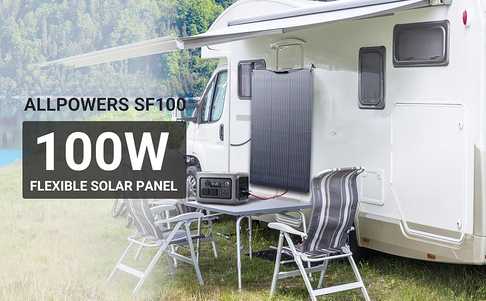 ALLPOWERS 100W / 200W Flexible Solarpanel Portable Mobile Solar Charger Solar Cell Photovoltaic Black with IP68 for Balcony Camp
