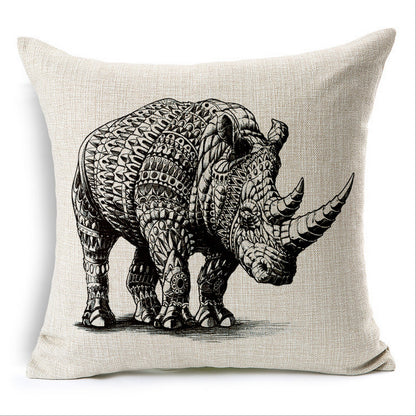 Simple Elephant Cotton Linen Pillowcase Cushion