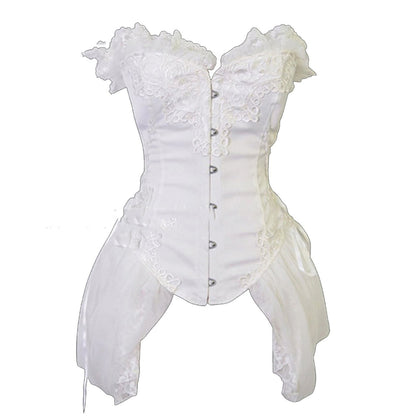 Lace Embroidered Swallowtail Skirt And Belly Shaper
