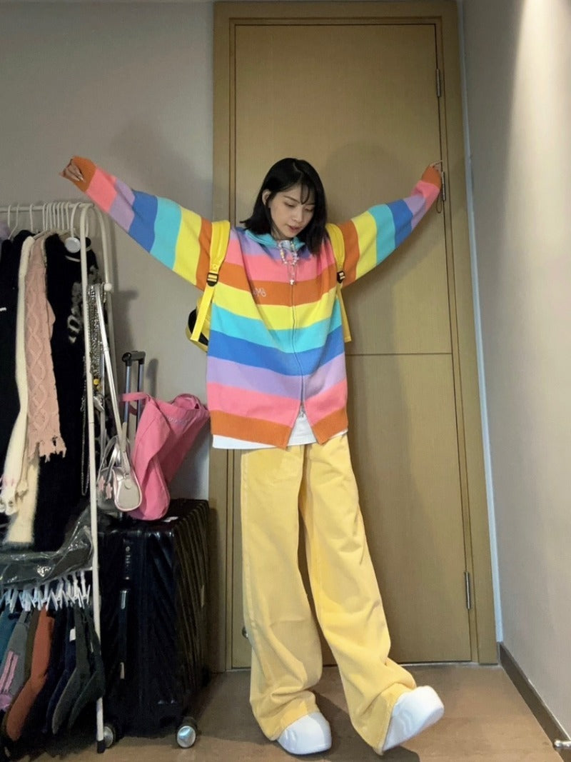 Women's Autumn Dopamine Color Retro Jeans Loose Casual Straight Leg Slimming Colored Pants